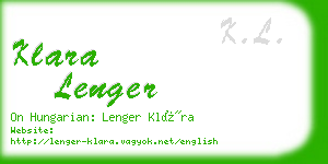 klara lenger business card